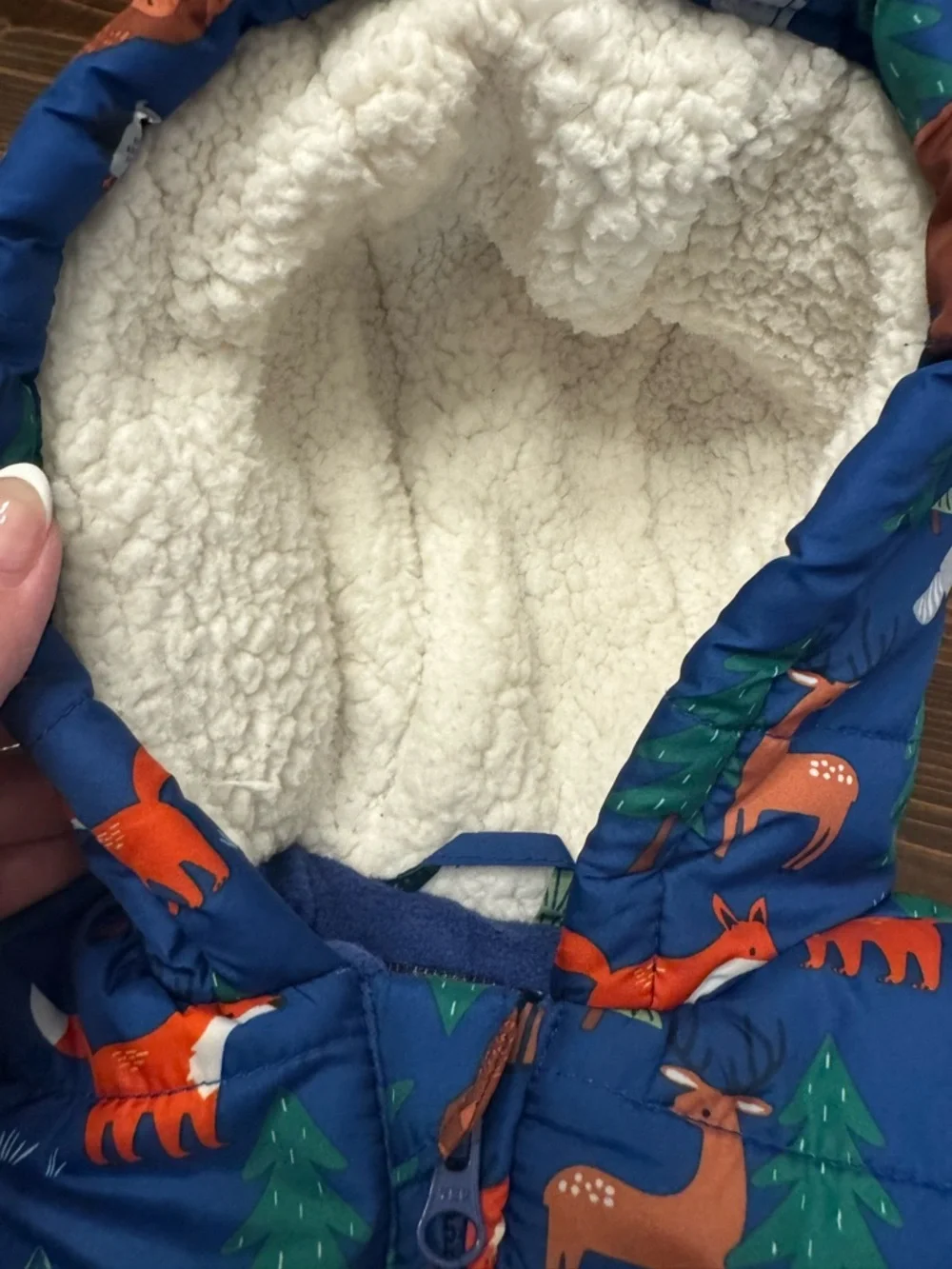 The Children's Place Blue Woodland Animal Fleece Lined Snowsuit 6-9 Mos